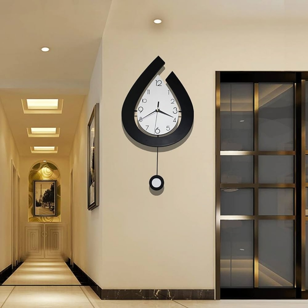 Shunzy -Modern Wall Clocks with Pendulum - Battery Operated